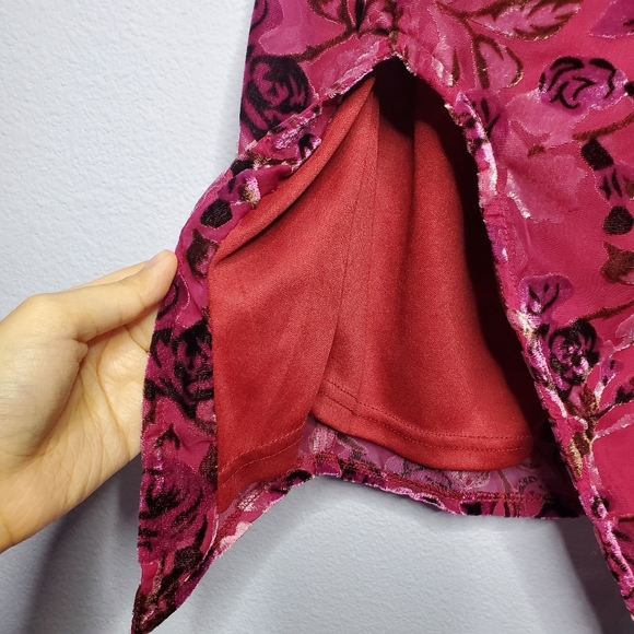 Lulus There She Rose Magenta Floral Velvet Dress - Picture 8 of 15